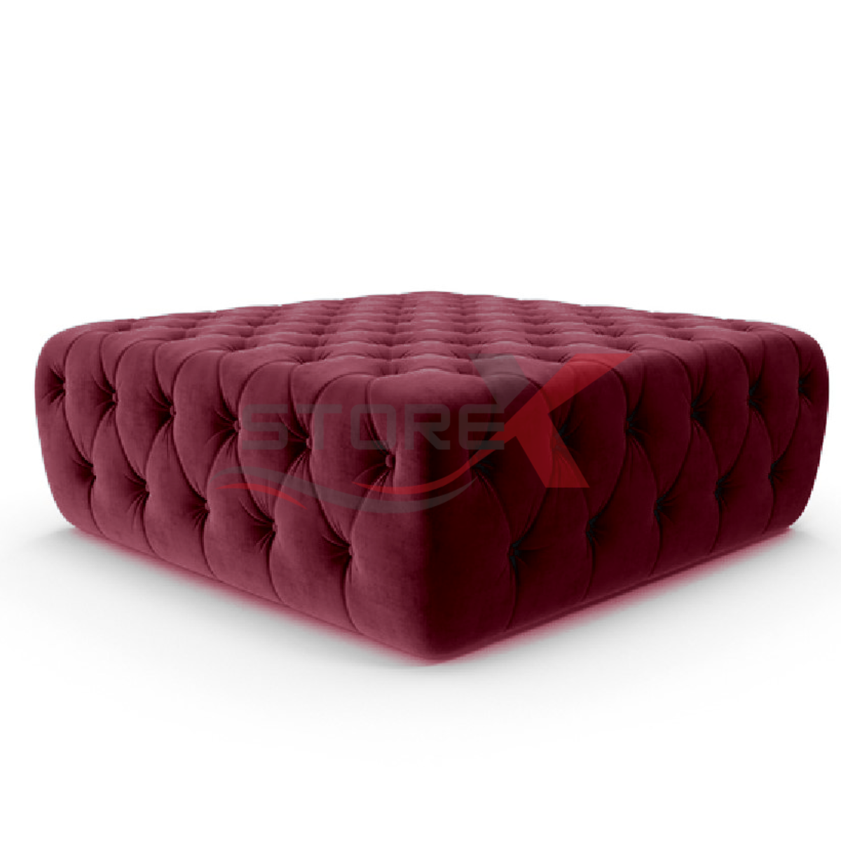 STOREX Diamond Tufted Ottoman Coffee Table – Velvet Upholstered Footstool Bench