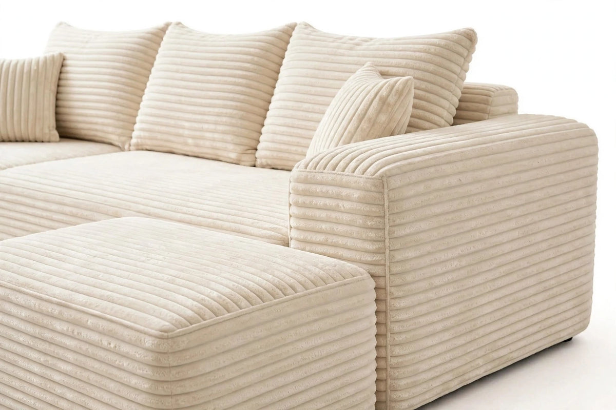 Ribs fabric jumbo cord sofa 3seater