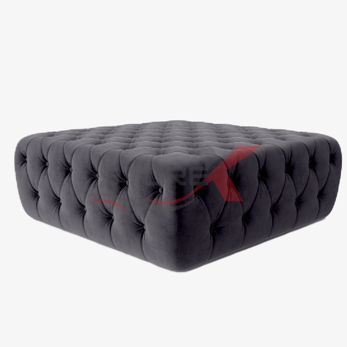 STOREX Diamond Tufted Ottoman Coffee Table – Velvet Upholstered Footstool Bench