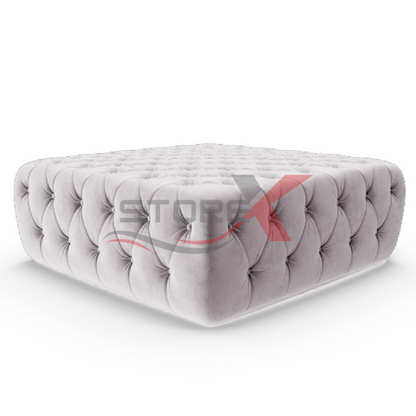 STOREX Diamond Tufted Ottoman Coffee Table – Velvet Upholstered Footstool Bench