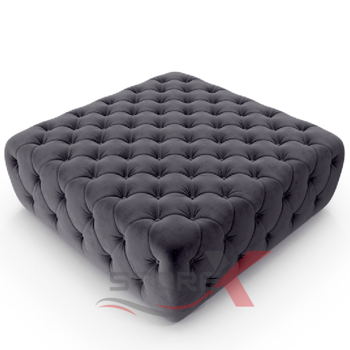 STOREX Diamond Tufted Ottoman Coffee Table – Velvet Upholstered Footstool Bench