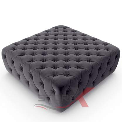 STOREX Diamond Tufted Ottoman Coffee Table – Velvet Upholstered Footstool Bench