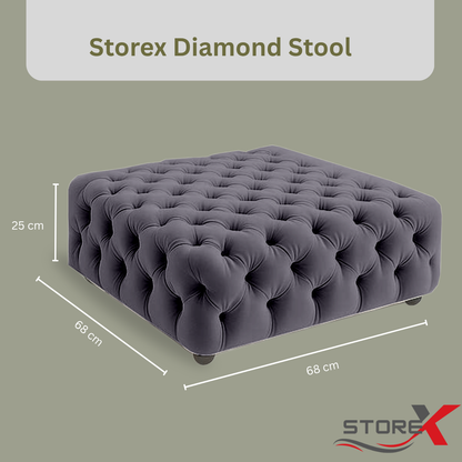 STOREX Diamond Tufted Ottoman Coffee Table – Velvet Upholstered Footstool Bench
