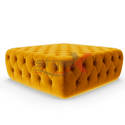 STOREX Diamond Tufted Ottoman Coffee Table – Velvet Upholstered Footstool Bench