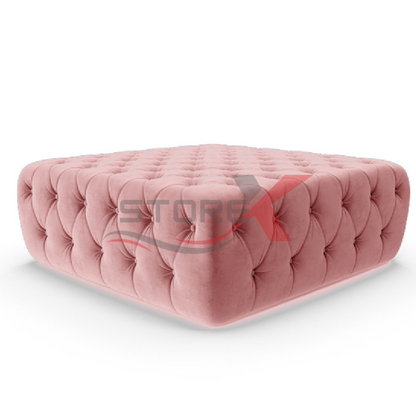 STOREX Diamond Tufted Ottoman Coffee Table – Velvet Upholstered Footstool Bench