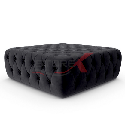 STOREX Diamond Tufted Ottoman Coffee Table – Velvet Upholstered Footstool Bench
