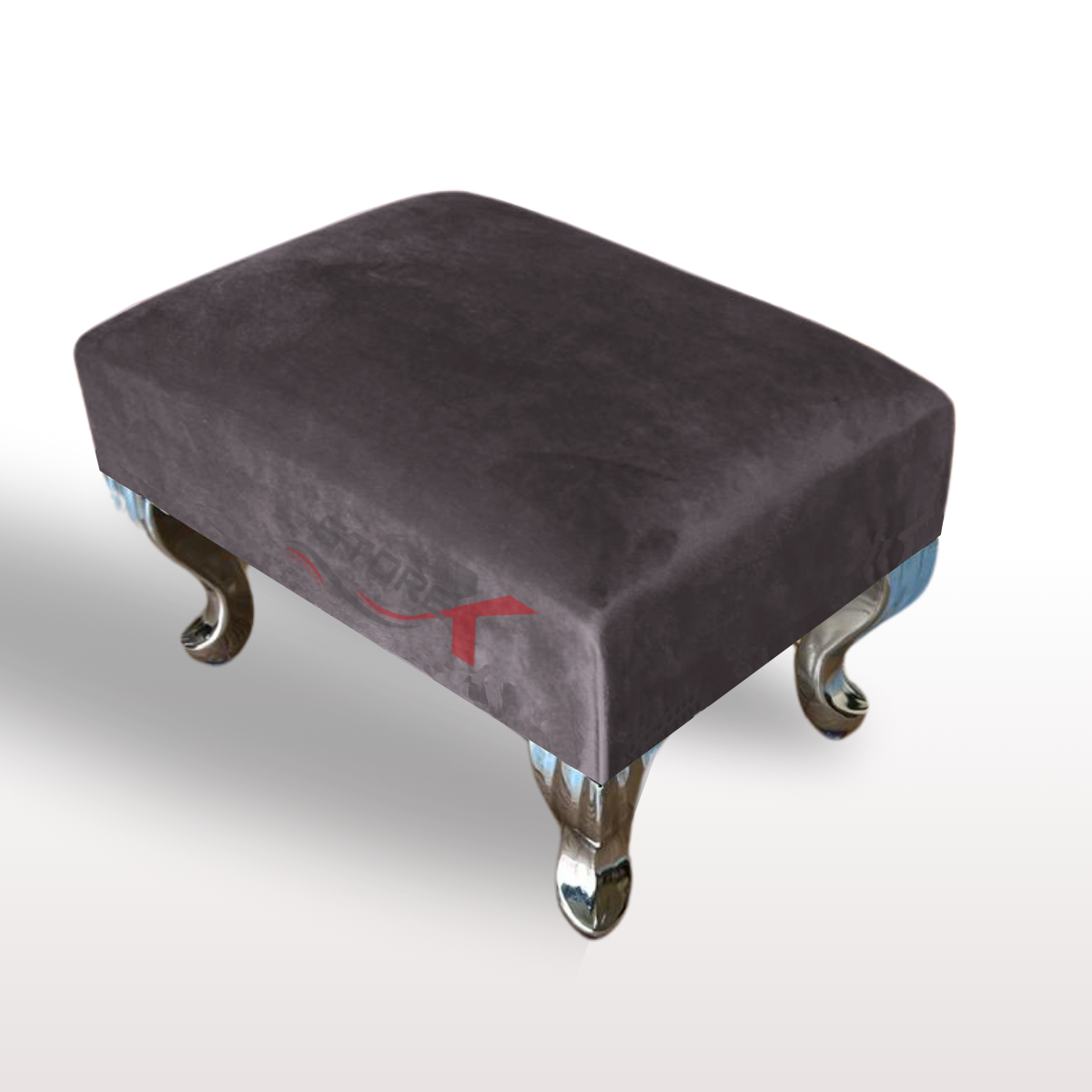 Ottoman Linen Pouffe Footstool Rectangle Seat Bench Chrome Legs