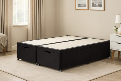 Storex Soft Velvet Ottoman Storage Bed Divan Drawers Bed Plush Gas Lift Up Base