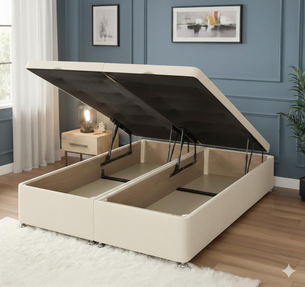 Storex Soft Velvet Ottoman Storage Bed Divan Drawers Bed Plush Gas Lift Up Base