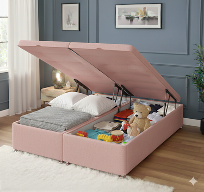 Storex Soft Velvet Ottoman Storage Bed Divan Drawers Bed Plush Gas Lift Up Base