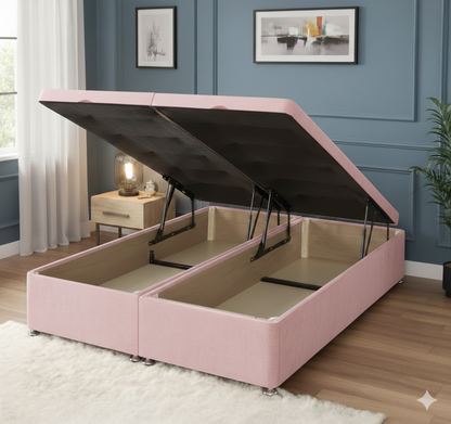 Storex Soft Velvet Ottoman Storage Bed Divan Drawers Bed Plush Gas Lift Up Base