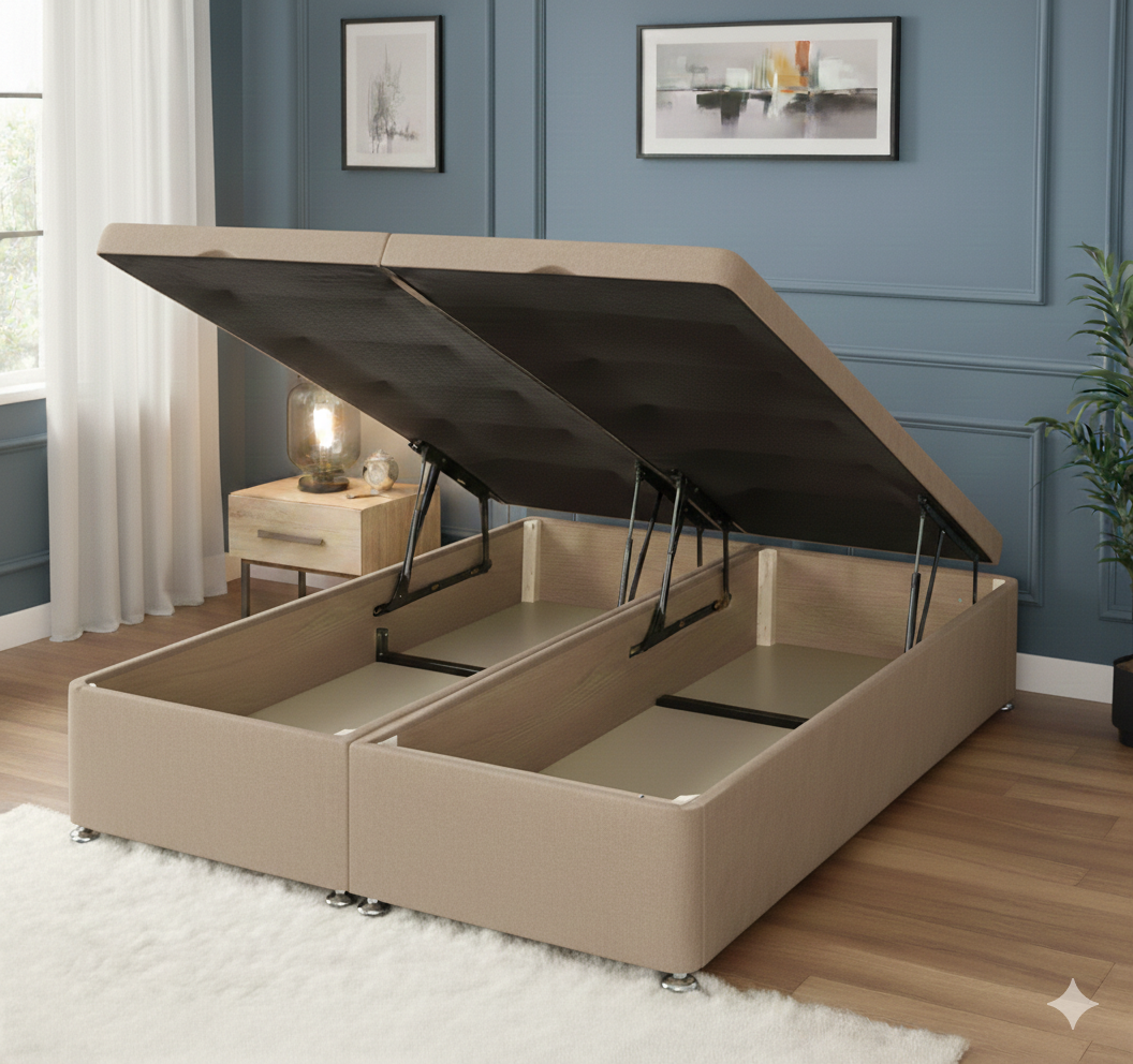 Storex Soft Velvet Ottoman Storage Bed Divan Drawers Bed Plush Gas Lift Up Base