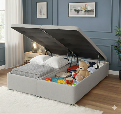 Storex Soft Velvet Ottoman Storage Bed Divan Drawers Bed Plush Gas Lift Up Base
