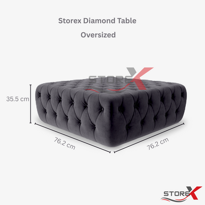 STOREX Diamond Tufted Ottoman Coffee Table – Velvet Upholstered Footstool Bench