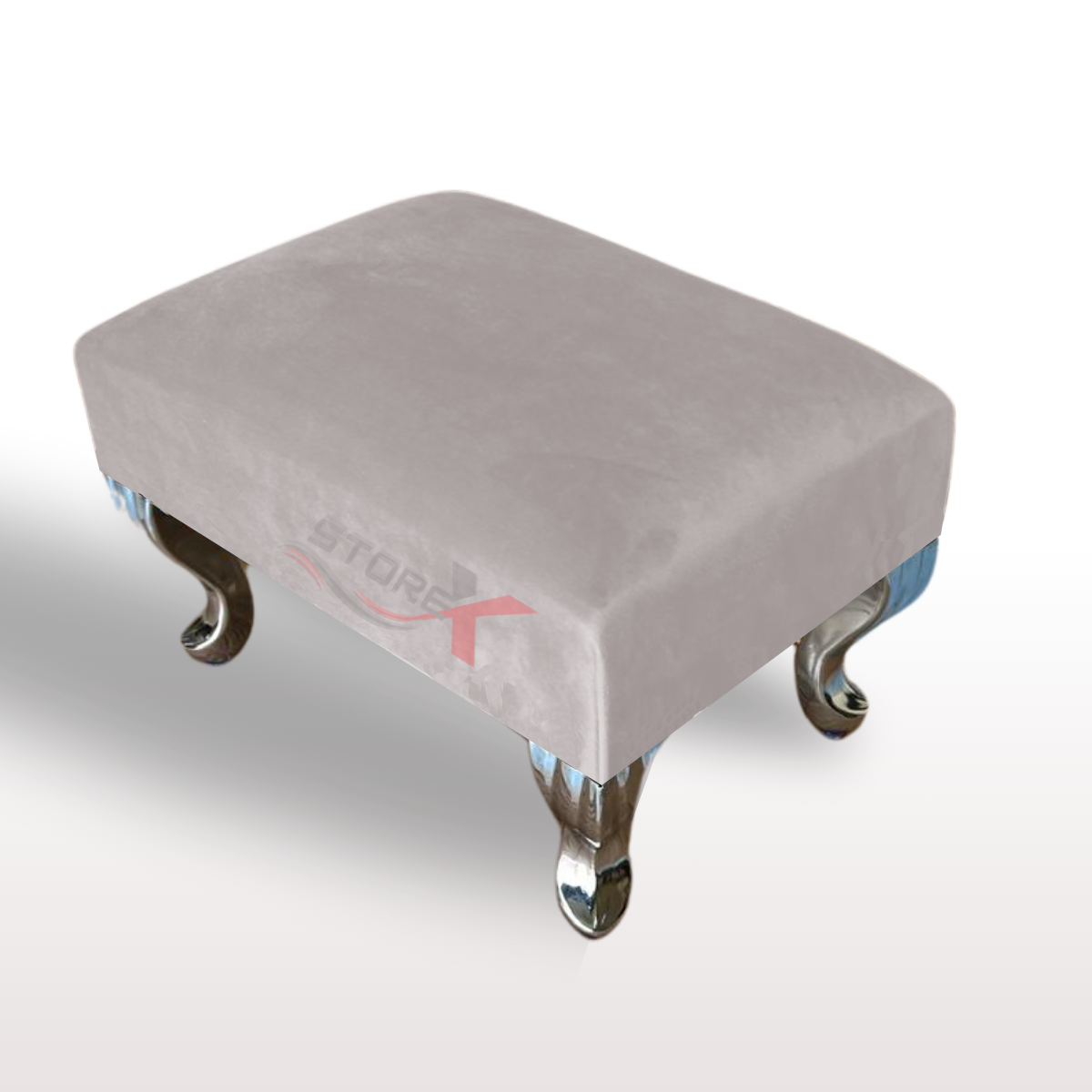 Ottoman Linen Pouffe Footstool Rectangle Seat Bench Chrome Legs