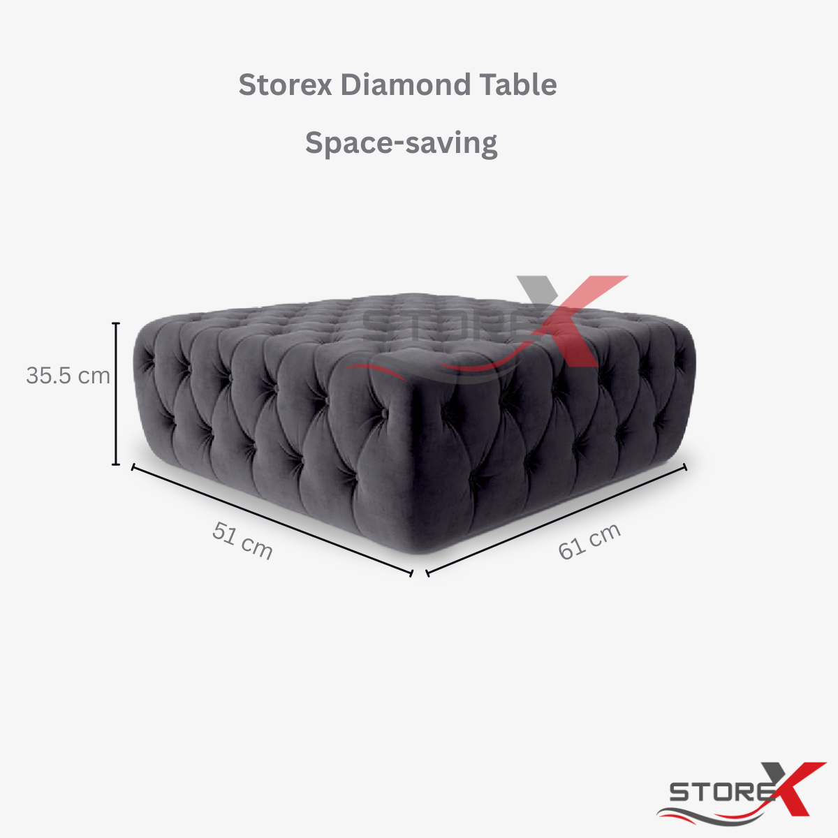 STOREX Diamond Tufted Ottoman Coffee Table – Velvet Upholstered Footstool Bench