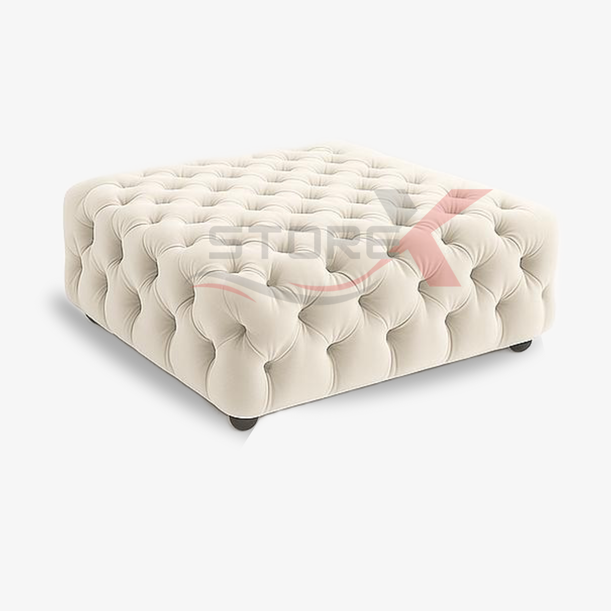 STOREX Diamond Tufted Ottoman Coffee Table – Velvet Upholstered Footstool Bench