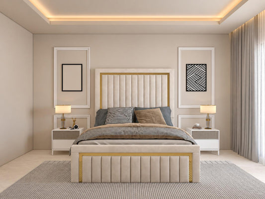 Gold & Vertical Panel Bed