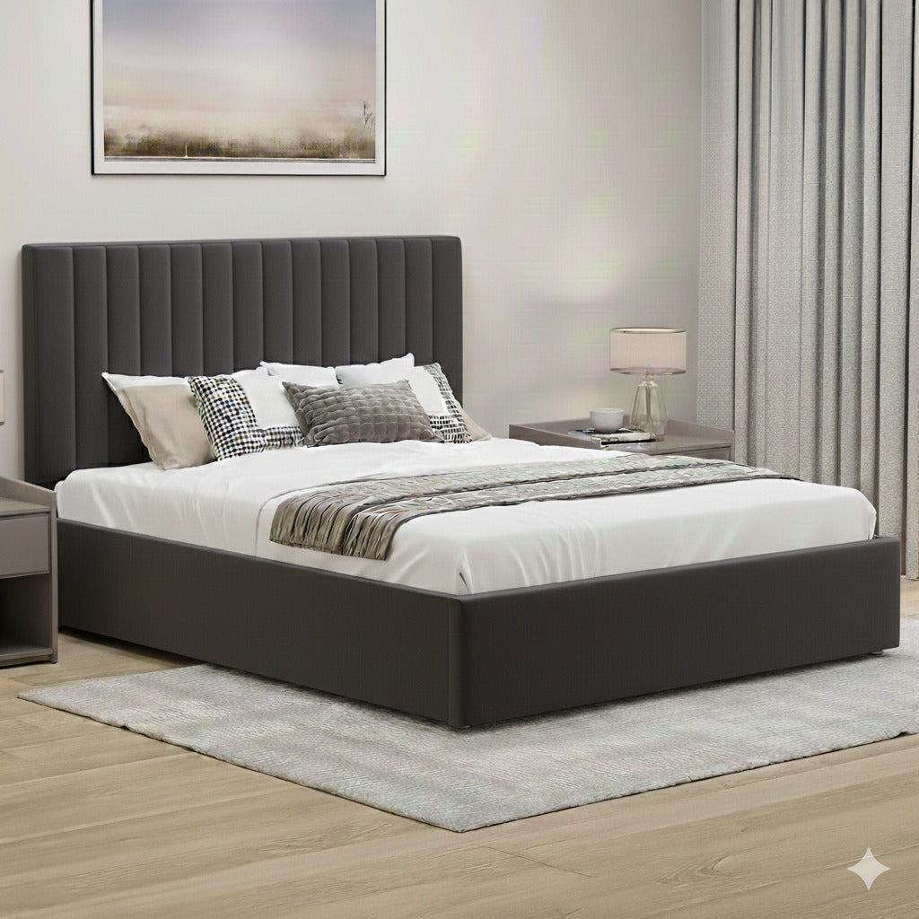 Ottoman Storage Bed, Velvet Double Bed Frame, Upholstered Gas Lift Up Bed Frame