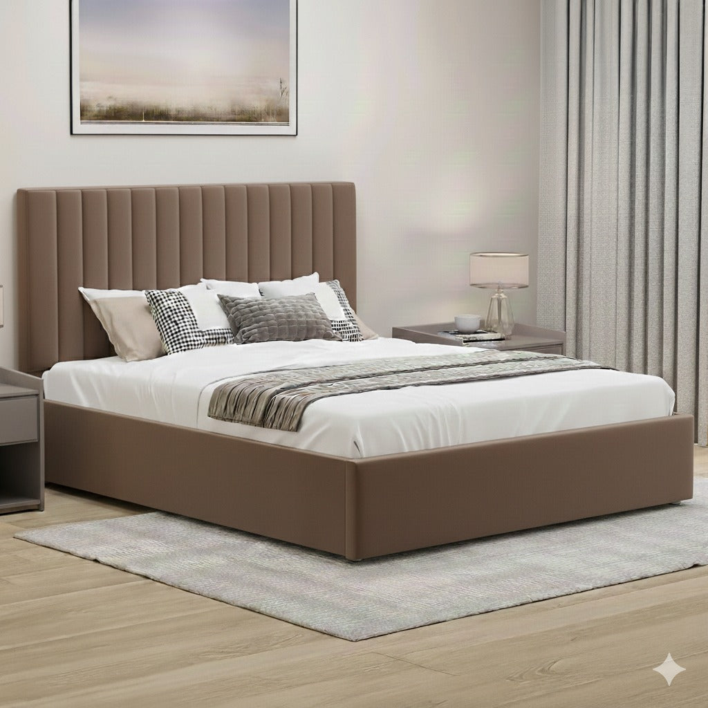 Ottoman Storage Bed, Velvet Double Bed Frame, Upholstered Gas Lift Up Bed Frame