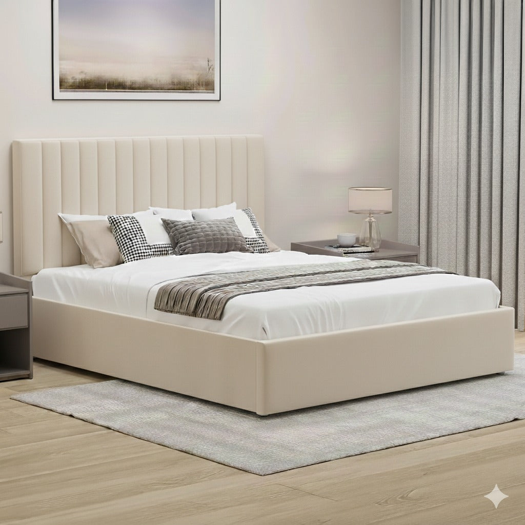 Ottoman Storage Bed, Velvet Double Bed Frame, Upholstered Gas Lift Up Bed Frame