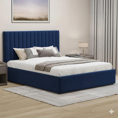 Ottoman Storage Bed, Velvet Double Bed Frame, Upholstered Gas Lift Up Bed Frame
