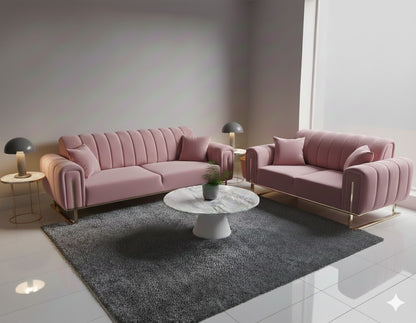 Luxury Chesterfield Sofa Set Velvet Armchair 2,3 Settee Lounger Couches 3+2 Set