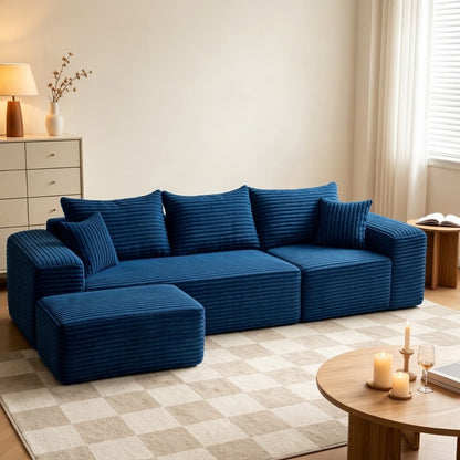 Mellow Modular Sofa With Ottoman — Jumbo Cord - Cream