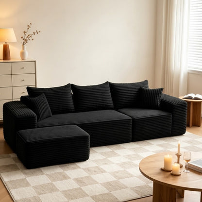 Mellow Modular Sofa With Ottoman — Jumbo Cord - Cream