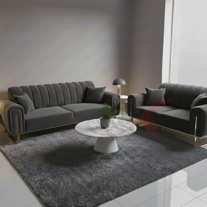 Luxury Chesterfield Sofa Set Velvet Armchair 2,3 Settee Lounger Couches 3+2 Set