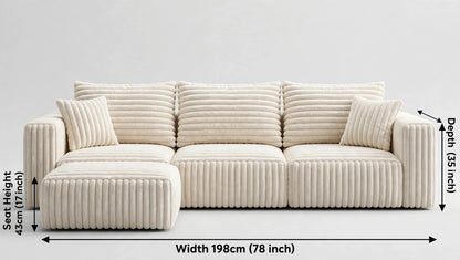 Mellow Modular Sofa With Ottoman — Jumbo Cord - Cream