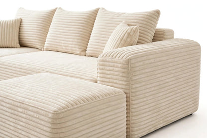 Ribs fabric jumbo cord sofa 3seater